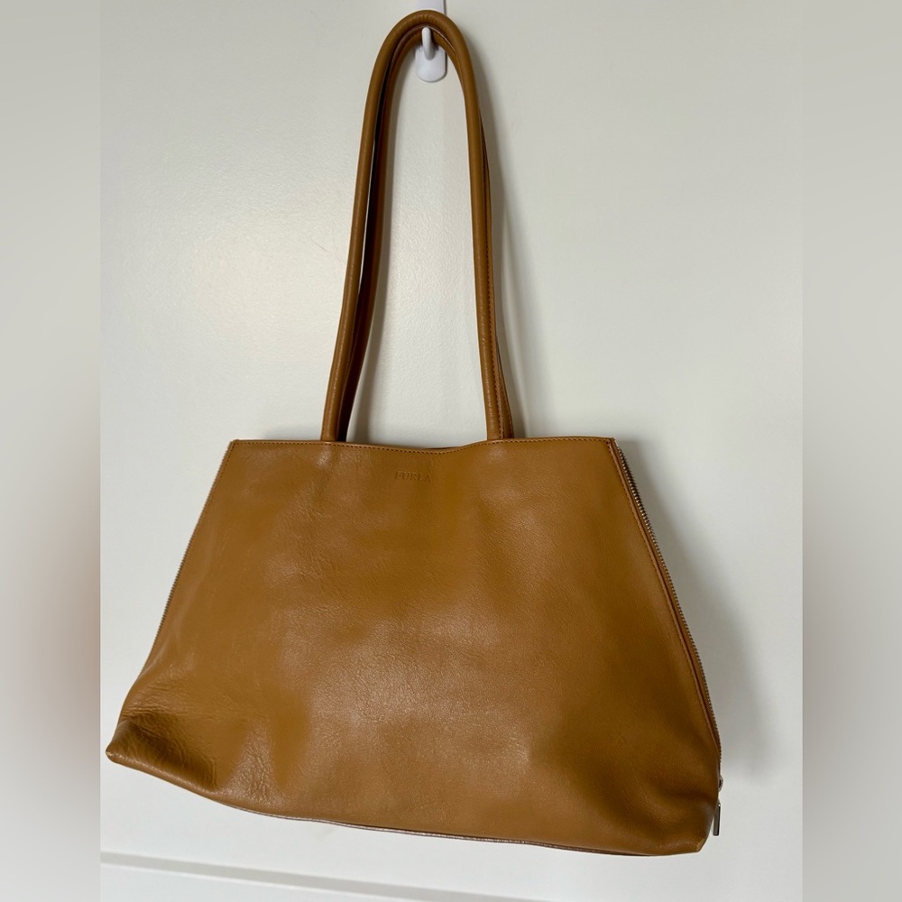 Vintage 90s Furla Leather Shopper Tote Bag